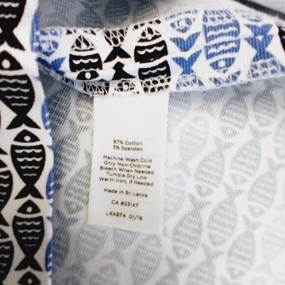 Talbots SZ 14P Novelty Fish Print Cotton Spandex Skirt White Blue Black - Picture 7 of 7